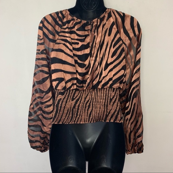 Hutch Jude Cold Shoulder Top Brown Zebra Size Medium - Picture 11 of 11